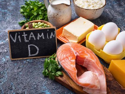 Bild: Verschiedene Nahrungsmittel mit Vitamin D